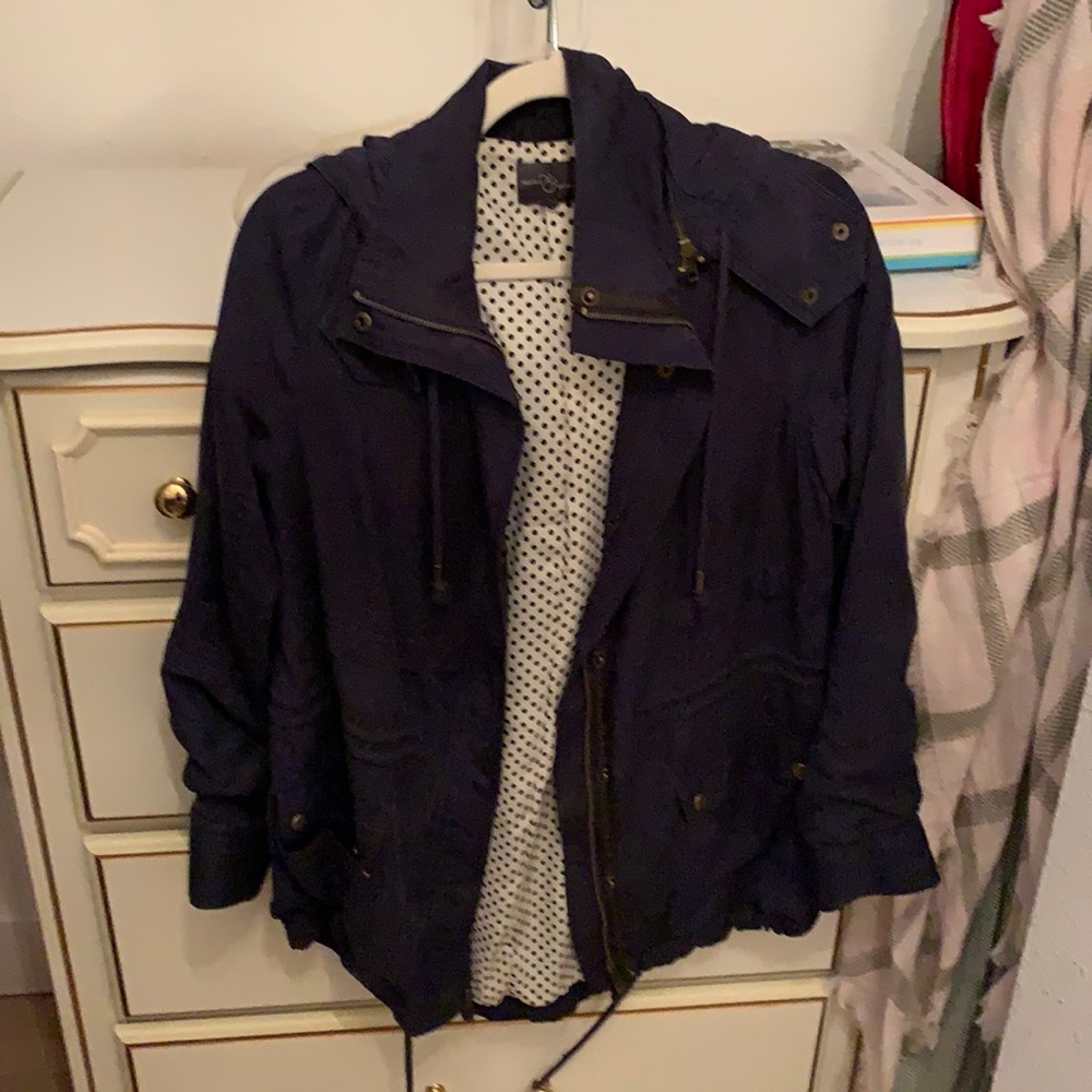 Navy Blue Long Utility Jacket